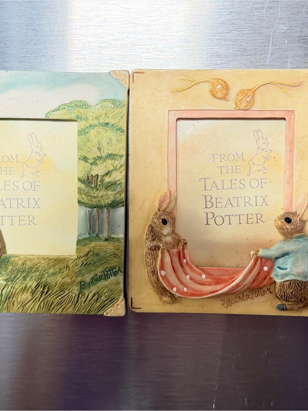 Beatrix Potter Bunny small Picture Frames magnets - Pastel Yellow & Green